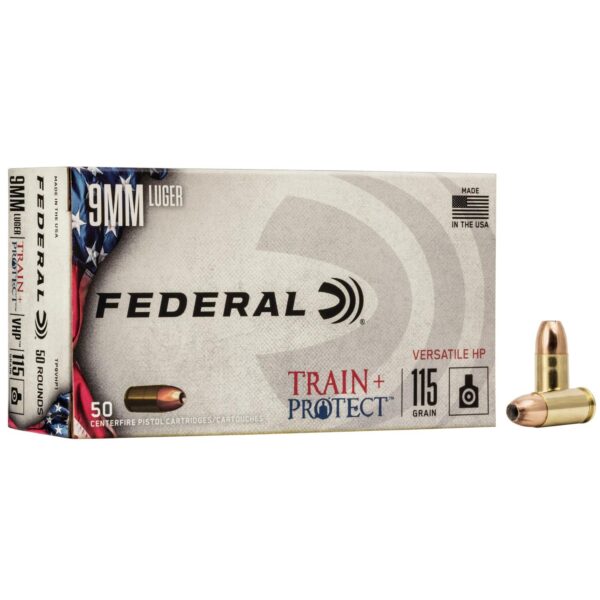 Federal Train+Protect Handgun Ammunition 9mm Luger 115 gr. JHP 1180 fps 50/ct - Precision Shot Firearms