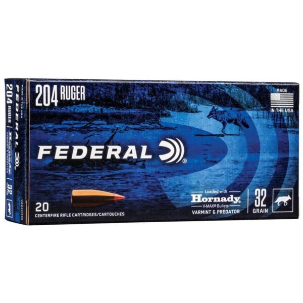 Federal Power-Shok Rifle Ammuntion .204 Ruger 32gr V-MAX 4100 fps 20/ct - Precision Shot Firearms