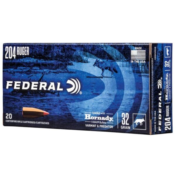 Federal Power-Shok Rifle Ammuntion .204 Ruger 32gr V-MAX 4100 fps 20/ct - Precision Shot Firearms