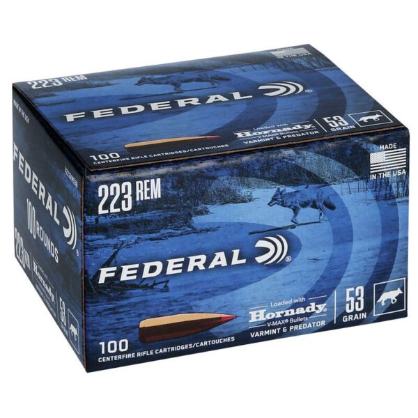 Federal Varmint & Predator Rifle Ammunition .223 Rem 53 gr FMJ 3400 fps 100/ct - Precision Shot Firearms