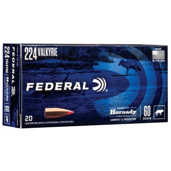 Federal Varmint & Predator Rifle Ammunition .224 Valkyrie 60 gr V-MAX 3300 fps 20/ct - Precision Shot Firearms