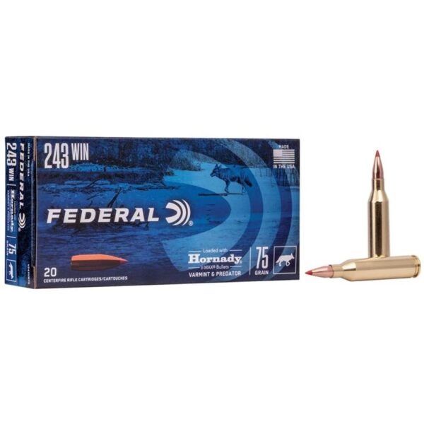 Federal Varmint & Predator rifle Ammunition .243 Win 75 gr V-Max 20/ct - Precision Shot Firearms
