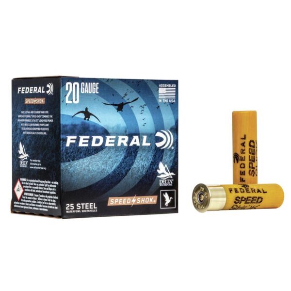 FEDERAL SPEED-SHOK HIGH VELOCITY STEEL 20GA 3" 7/8OZ 2 AMMO 25RD - Precision Shot Firearms