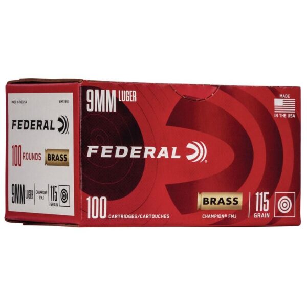 Federal Champion Training Handgn Ammuntion 9mm Luger 115 gr FMJ 1125 fps 100/ct - Precision Shot Firearms