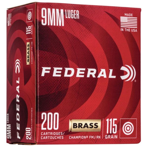 Federal Champion Training Handgun Ammuntion 9mm Luger 115 gr FMJ 1125 fps 200/ct - Precision Shot Firearms
