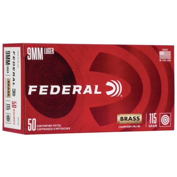 Federal Champion Training Handgun Ammunition 9mm Luger 115 gr FMJ 1125 fps 50/ct - Precision Shot Firearms