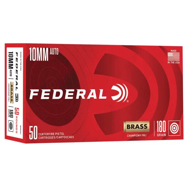 Federal Champion Handgun Ammunition 10mm Auto 180gr FMJ 1200 fps 50/ct - Precision Shot Firearms
