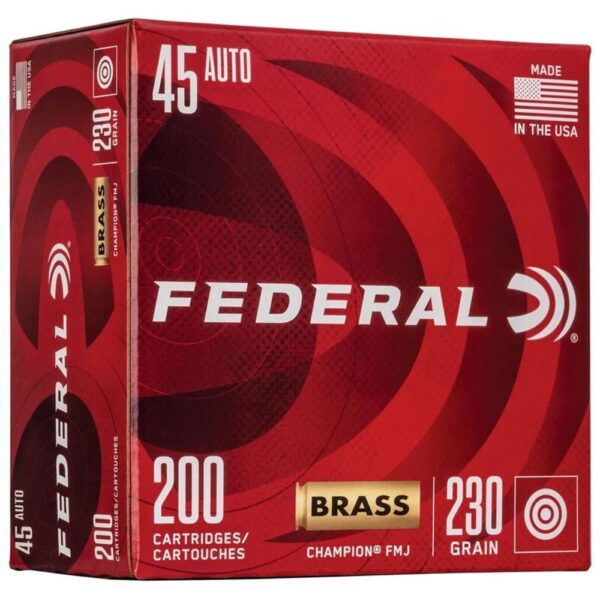 Federal Champion Training Handgun Ammunition .45 ACP 230 gr FMJ 890 fps 200/ct - Precision Shot Firearms