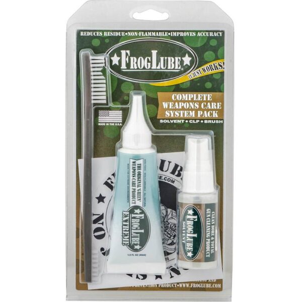 FrogLube Complete Weapons Care System Pack - Solvent CLP Brush - Precision Shot Firearms