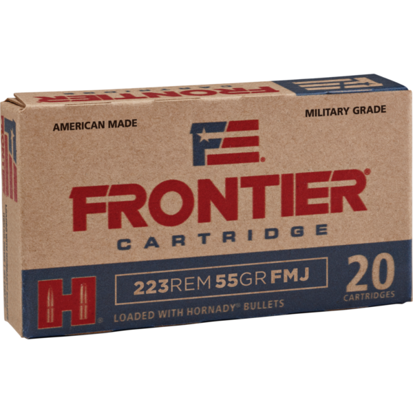 Hornady Frontier NATO Rifle Ammunition .223 Rem 55 gr FMJ 3240 fps 500/ct Case (25-20/ct Boxes) - Precision Shot Firearms