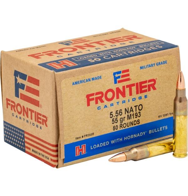 Hornady Frontier Rifle Ammunition XM193 5.56mm NATO 55 gr FMJ 3240 fps 50/ct - Precision Shot Firearms