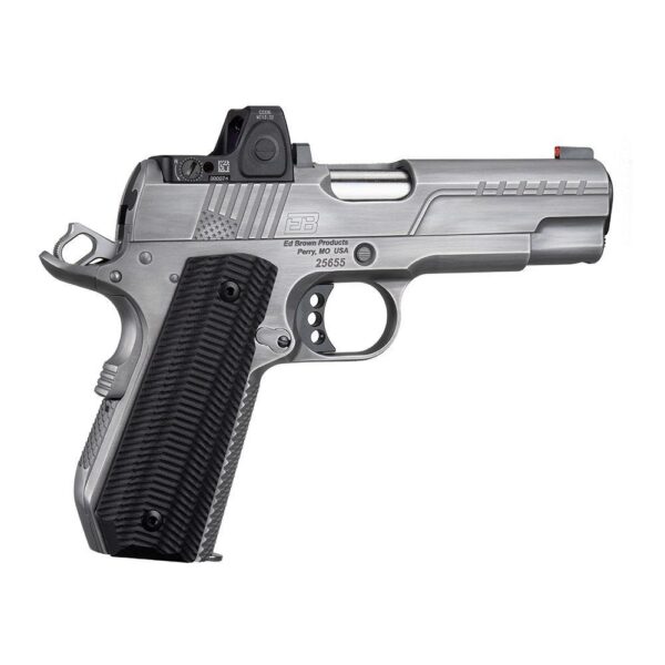 Ed Brown FX2 Compact Stainless Bobtail Handgun .45 Auto 7rd Magazine 4.25" Barrel American Flag Serrations w/Trij RMRcc - Precision Shot Firearms