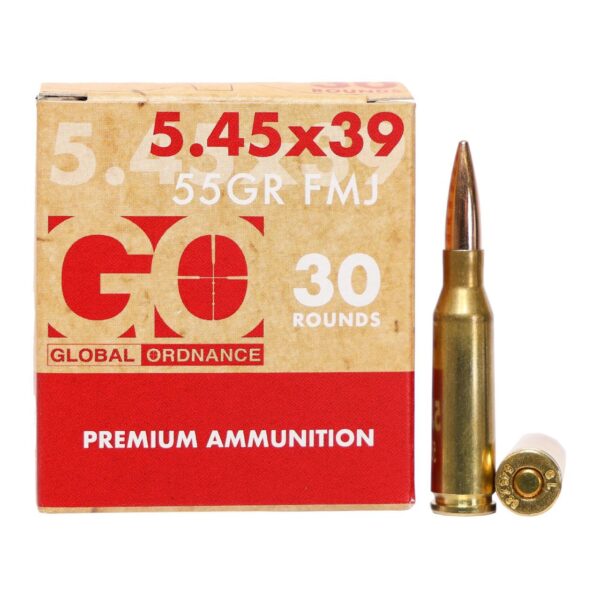 Global Ordnance Rifle Ammunition 5.45x39mm 55gr FMJ 2854 fps 900/ct Case (30-30/ct Boxes) - Precision Shot Firearms