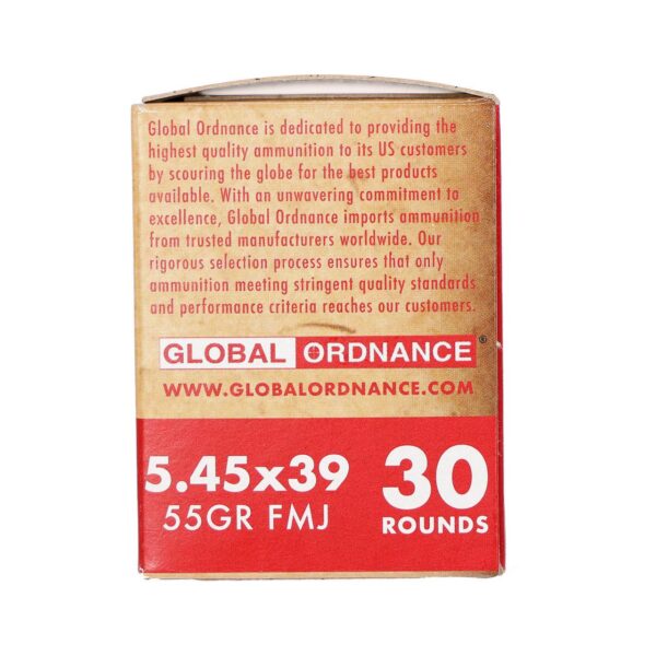 Global Ordnance Rifle Ammunition 5.45x39mm 55gr FMJ 2854 fps 30/ct - Precision Shot Firearms