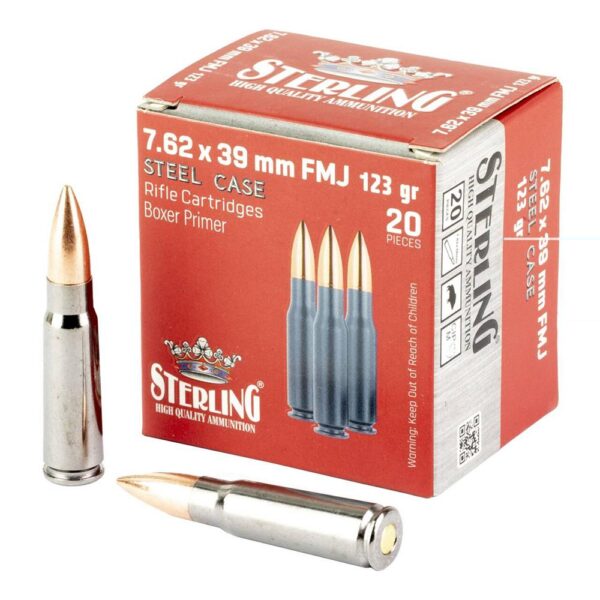 Global Ordnance Sterling Steel Case Select Rifle Ammunition 7.62x39mm 123gr FMJ 2362 fps 20/ct - Precision Shot Firearms