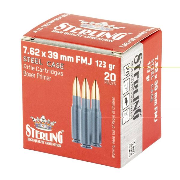 Global Ordnance Sterling Steel Case Select Rifle Ammunition 7.62x39mm 123gr FMJ 2362 fps 20/ct - Precision Shot Firearms