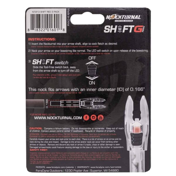 Nockturnal G-Nock Shift Red 3/pk .166 Arrow Diameter - Precision Shot Firearms