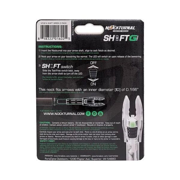 Nockturnal G Nock Shift Green 3/pk .166 Arrow Diameter - Precision Shot Firearms