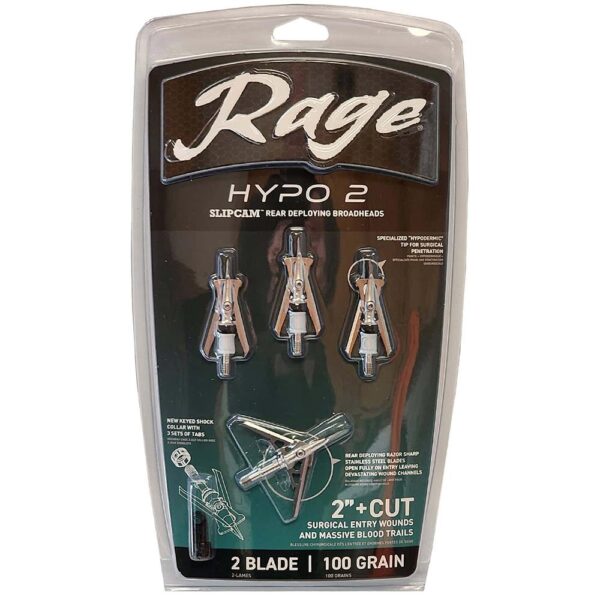 Rage Hypo 2 Broadheads 100 gr 2'' 4/ct - Precision Shot Firearms