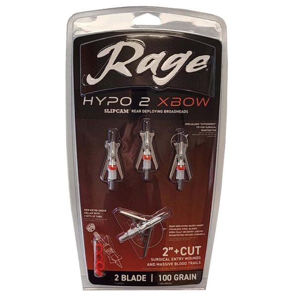 Rage Hypo 2 Crossbow Broadheads 100 gr 2" 4/ct - Precision Shot Firearms