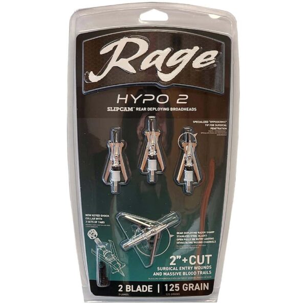 Rage Hypo 2 Broadheads 125 gr 2'' 4/ct - Precision Shot Firearms