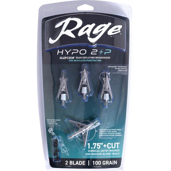 Rage Hypo 2 +P Broadheads 100 gr 1.75" 4/ct - Precision Shot Firearms