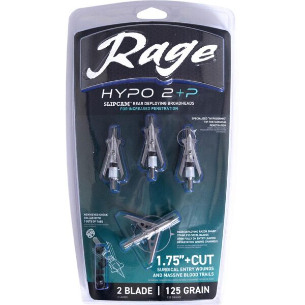 Rage Hypo 2 +P Broadheads 125 gr 1.75" 4/ct - Precision Shot Firearms