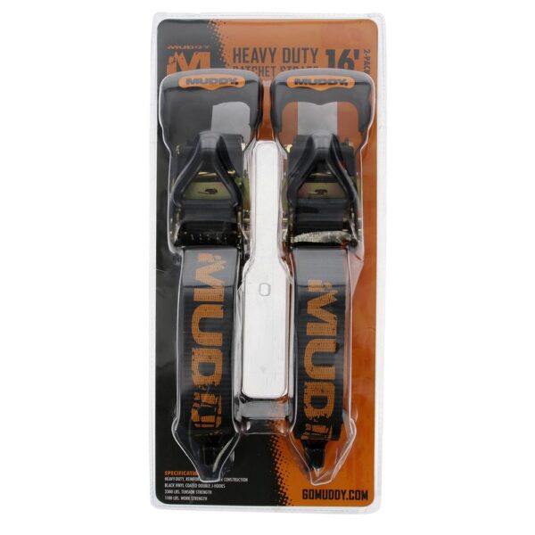Muddy Heavy Duty Ratchet Straps 16 ft 2/ct - Precision Shot Firearms