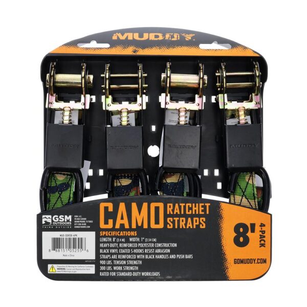 Muddy Ratchet Straps 1" x 8 ft Camo 4/ct - Precision Shot Firearms