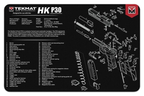 TekMat 11x17 Gun Cleaning Mat - Heckler & Koch P30 - Precision Shot Firearms