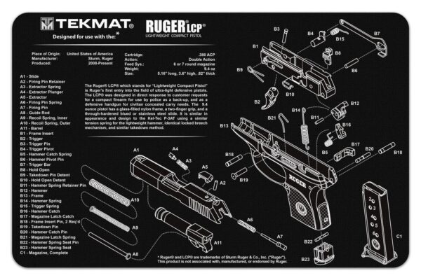 TekMat 11x17 Gun Cleaning Mat- Ruger LCP - Precision Shot Firearms