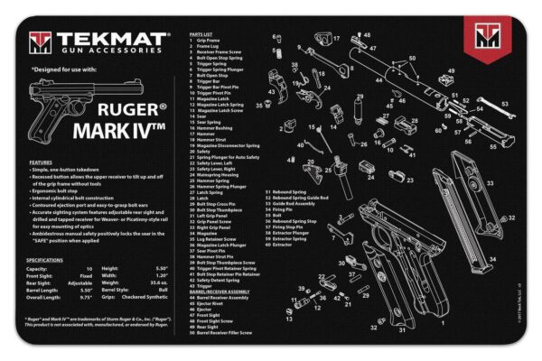 TekMat 11x17 Gun Cleaning Mat- Ruger Mark IV TekMat - Precision Shot Firearms