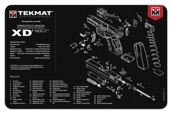 TekMat 11x17 Gun Cleaning Mat- Springfield Armory XD Mod.2 - Precision Shot Firearms