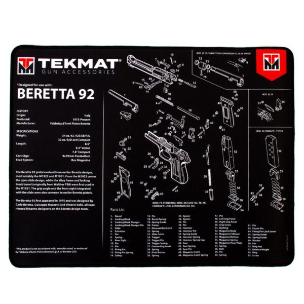 TekMat 15x20 Ultra Premium Gun Cleaning - Beretta 92 - Precision Shot Firearms