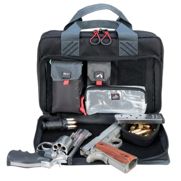 GPS Quad Handgun Range Bag with Mag Storage and Dump Cups Rifle Green and Khaki - Precision Shot Firearms