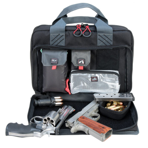 G-Outdoors Quad Pistol Range Bag with Mag Storage and Dump Cups FDE - Precision Shot Firearms