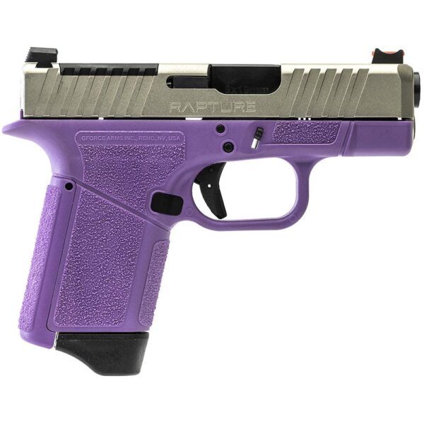 GForce Arms GF9 Rapture Subcompact OR Handgun 9mm Luger 12rd Magazine 3.25" Barrel Purple Frame Nickel Slide - Precision Shot Firearms