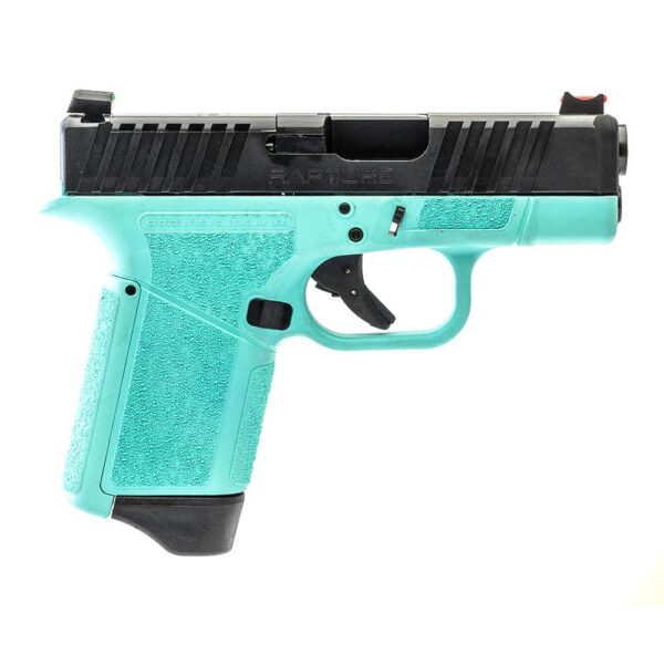 GForce Arms GF9 Rapture Subcompact OR Handgun 9mm Luger 12rd Magazine 3.25" Barrel Robin's Egg Frame Black Slide - Precision Shot Firearms