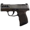 Sig Sauer P365 "Gold Bug" Handgun 9mm luger 10rd Magazines(2) 3.1" Black Barrel Tactical Cut Distressed Grey Slide/Brown Grip Octagon Stippling - Precision Shot Firearms