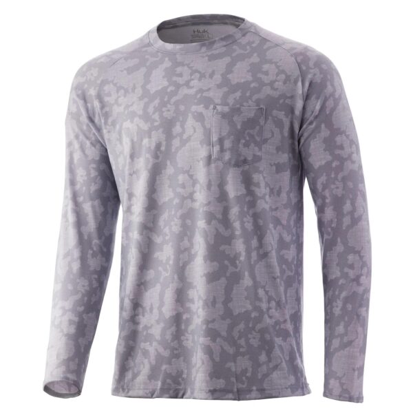 Huk Waypoint Running Lakes Long Sleeve Shirt Overcast Grey S - Precision Shot Firearms
