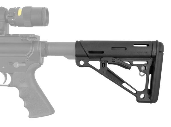Hogue AR-15/M-16 Over-Molded Collapsible Buttstock Black - Fits Commercial Buffer Tube - Precision Shot Firearms