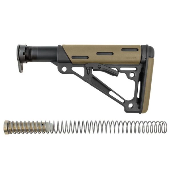 Hogue AR-15/M-16 OM Collapsible Buttstock Assembly with Buffer Tube and Hardware-Desert Tan Rubber - Precision Shot Firearms
