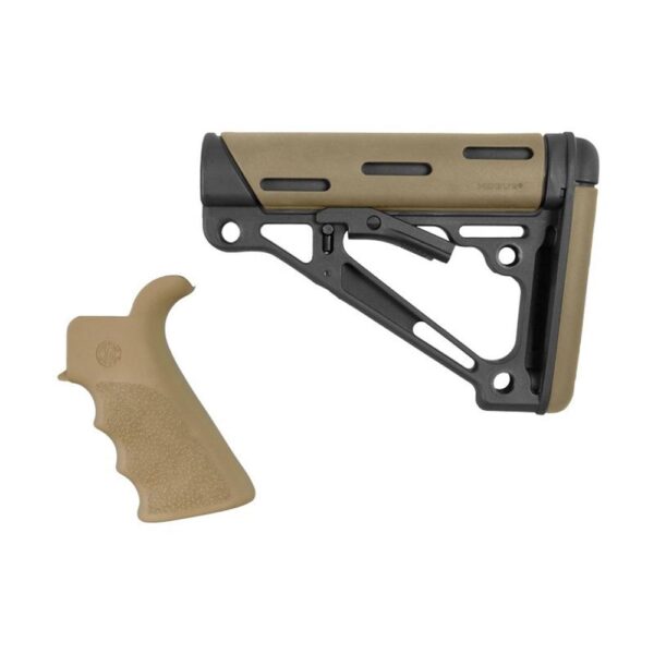 Hogue AR-15/M-16 2-Piece Kit Flat Dark Earth Grip and Collapsible Buttstock - Fits Commercial Buffer Tube - Precision Shot Firearms