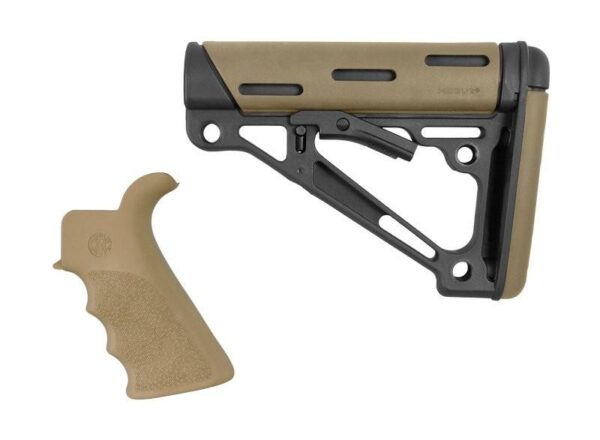 Hogue AR-15/M-16 2-Piece Kit Flat Dark Earth Grip and Collapsible Buttstock - Fits Commercial Buffer Tube - Precision Shot Firearms