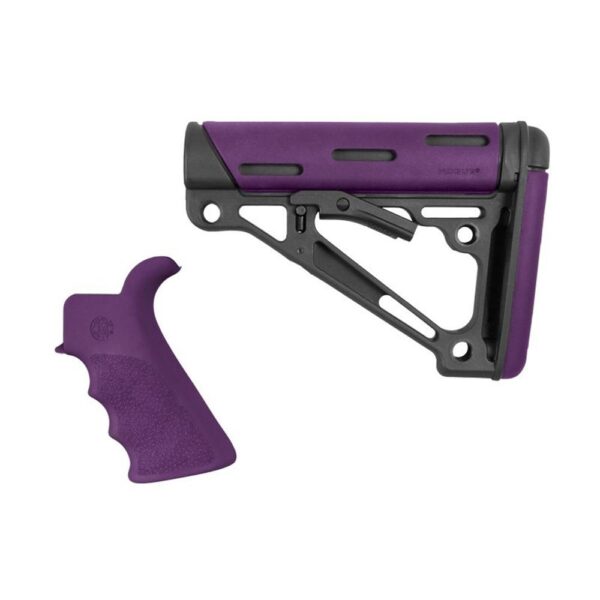 Hogue AR-15/M16 Kit Overmolded Beavertail Grip and Collapsible Buttstock for Mil-Spec Buffer Tube Purple - Precision Shot Firearms