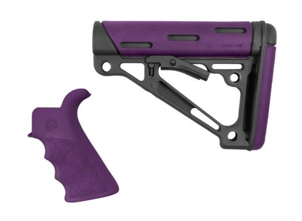 HOGUE AR15/M16 Kit-FG Beavertail Grip/OverMolded Collapsible MIL PURPLE - Precision Shot Firearms