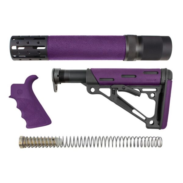 Hogue AR-15/M16 Kit Overmolded Beavertail Grip & Collapsible Mil-Spec Buffer Tube Buttstock Purple - Precision Shot Firearms