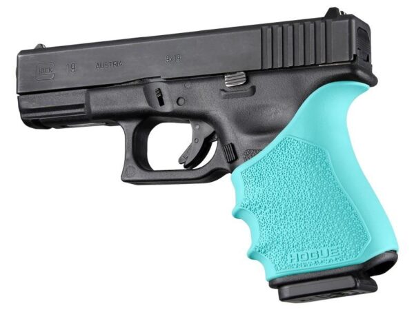 Hogue HandAll Beavertail Grip Sleeve Glock 19 23 32 38 Gen 3-4 Aqua - Precision Shot Firearms