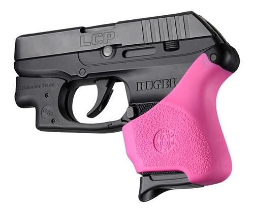 Hogue Grips Handall Universal Grip Sleeve Ruger LCP - Pink with Crisman Trace Button - Precision Shot Firearms