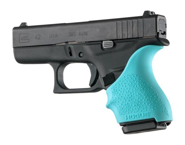 Hogue HandAll Beavertail Grip Sleeve for Glock 42 43-Aqua - Precision Shot Firearms